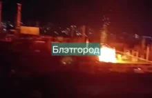 Moment ataku na elektrownię w Biełgorodzie (Rosja). Częściowy blackout w mieście