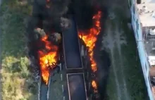 Potężny pożar w Meksyku. Pociąg mknie w płomieniach [FILM