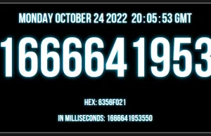 Jutro około 04:57 rano nastąpi 1666666666 sekunda unixowa.