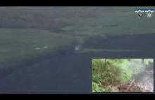 Znokautowany rosyjski czołg ogniem z moździerza