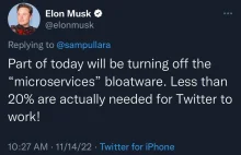 Elon czyści Twittera ze zbędnych mikroserwisów