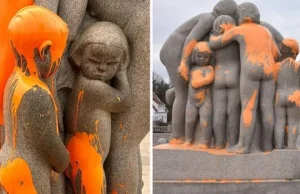 Aktywiści klimatyczni oblali farbą słynne norweskie rzeźby