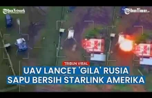 atak ruskiego drona Lancet na antenę Starlink