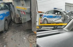Policjant rozbił radiowóz na śmieciarce. Dostał pouczenie.