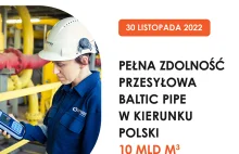 Gazociąg Baltic Pipe osiągnął pełną przepustowość