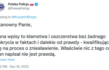 Policja straszy Krzysztofa Brejzę procesem o zniesławienie za temat granatnika