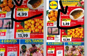 Różne ceny między gazetką papierową a online - Lidl