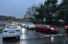 W UK kierowcy Tesli czasami czekają godzinami na stacjach ładowania