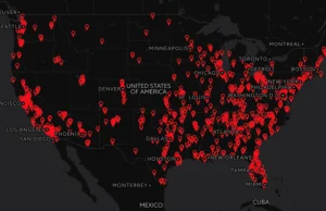 USA. Mapa policyjnych zabójstw w 2022 roku.