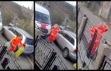 Sanitariusz blokuje auto osoby niepełnosprawnej w Zielonej Górze (FILM