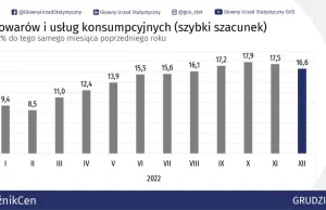 [#pozytywnie] Inflacja w grudniu 2022 WYHAMOWAŁA do 16,6% rdr (listopad 17,5%)