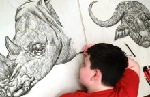 15-letni chłopiec tworzy rysunki zwierząt z pamięci