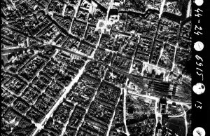 Wrocław, Zdjęcie lotnicze 1945. Miasto ruin.