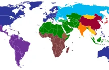 Światowe cywilizacje, podział kulturowy świata- mapa.