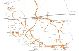 Mapa gazowego systemu przesyłowego w Polsce