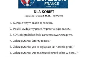 Do Pań!! Oto regulamin dla kobiet na Euro 2016