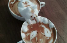 Kawa latte z dekoracją w 3d