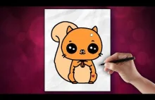 Kawaii - Jak narysować Wiewiórke - Rysowanie dla dzieci krok po kroku