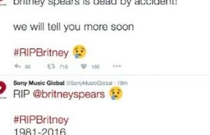 Britney Spears "uśmiercona" na Twitterze