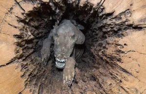 Oto Stuckie, pies, który utknął w drzewie na prawie 50 lat.