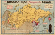 Rosyjski niedźwiedź ostrzy kły - mapka z 1938 r.