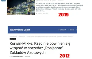 Korwin-Mikke: Rząd nie powinien wtrącać się w sprzedaż "Rosjanom" Azotów