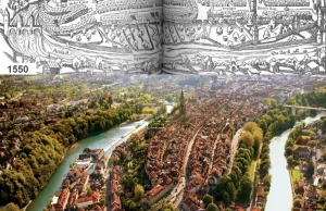 Berno - mapa mająca ponad 450 lat i zdjęcie z 2009 roku