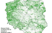 Obszary Polski, na których nikt nie mieszka w kwadracie o boku 1 km