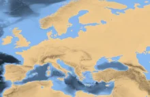 Mapa Europy przy różnych poziomach morza