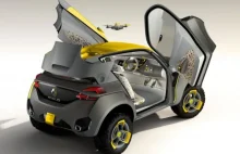 Futurystyczny samochód z dronem na wyposażeniu