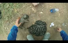 Wędkarz ratuje podtopionego szczeniaka.