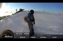 Stok narciarski na Mazurach w Mikołajkach - pierwszy przejazd
