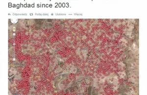 Zatrważająca mapa z Bagdadu. Tyle samochodów pułapek wybuchło tam od 2003 roku