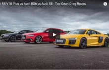 Audi R8 V10 Plus vs Audi RS6 vs Audi S8 – wyścig Top Gear (Video