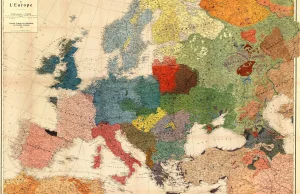 Mapa narodowości w Europie w 1918 roku.