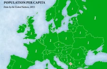 Populacja na jednego mieszkańca w Europie