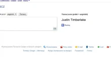 Google Translate tłumaczenie słów "Justin Bieber"