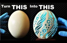 Rzeźbione jajko strusia wypełnione żywicą.