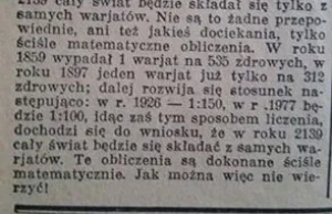 90 lat temu obliczono, że w 2139 r. na świecie będą mieszkać sami wariaci