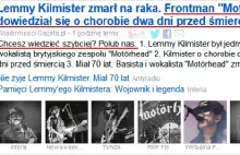 Lemmy późno dowiedział się o chorobie, bo... nie lajkował gazeta.pl.