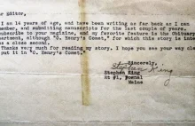 List 14-letniego Stephena Kinga z prośbą o publikację opowiadania