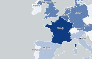 Odsetek muzułmanów w populacji w wybranych krajach + prognoza na 2030