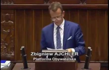 Nietrzeźwy poseł Platformy Obywatelskiej Zbigniew Ajchler w Sejmie