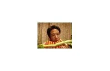 Japończyk ktory gra na flecie zrobionym z marchewek