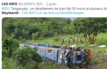 Katastrofa kolejowa w Kongo. Co najmniej 50 ofiar