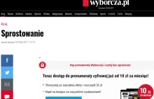 Wyborcza.pl publikuje sprostowanie od Jacka Kurskiego tak, że widać tylko tytuł