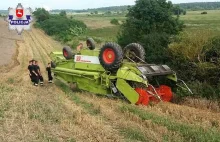 Lubelskie: Nietrzeźwy dachował kombajnem podczas żniw