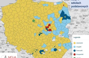 Drugi język obcy w szkołach podstawowych, ciekawa mapka