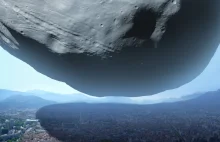 Phobos i miasto Grenoble w Alpach