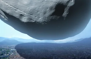 Phobos i miasto Grenoble w Alpach